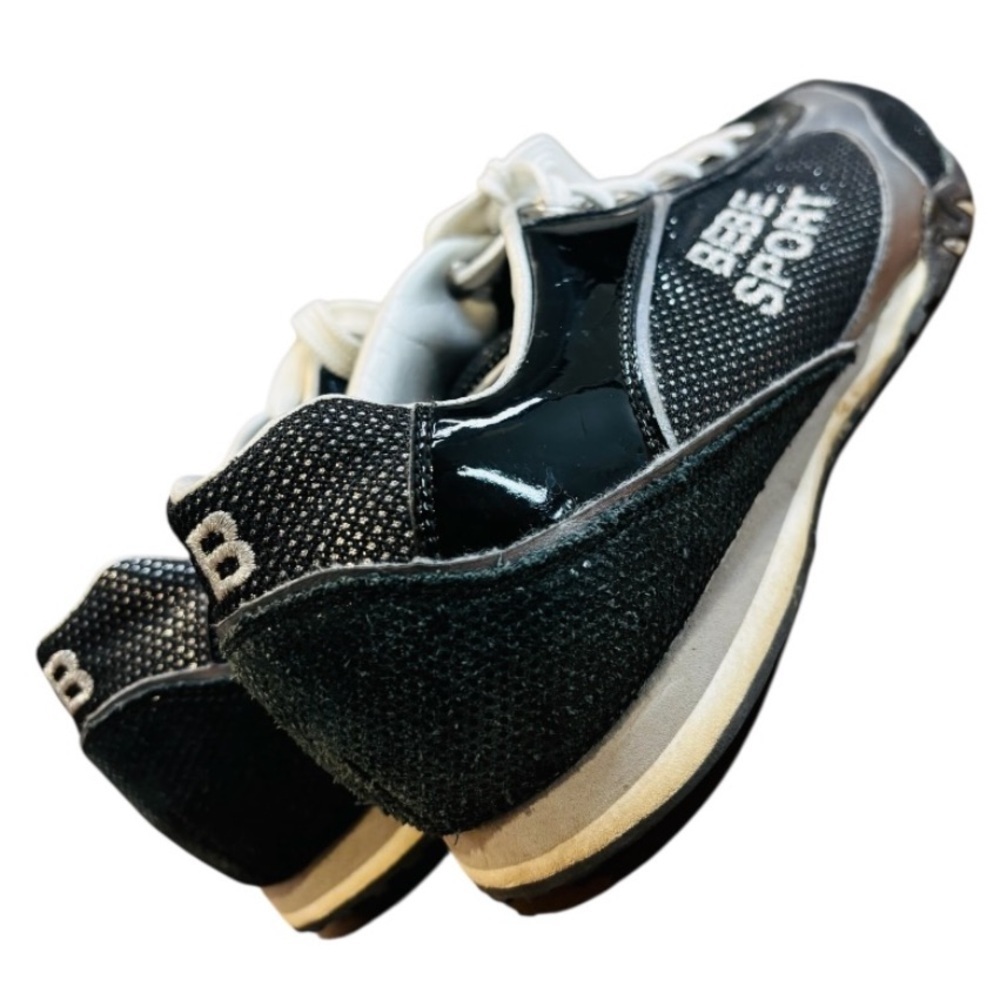 VINTAGE Y2K BEBE Sport Women’s Black and Silver Tennis Sneakers Size 8 - Picture 2 of 9